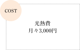 光熱費 月々3,000円